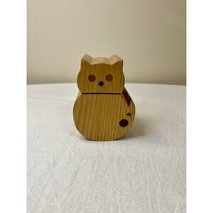 Wooden Cat Shaped Box With Sliding Lid For Home